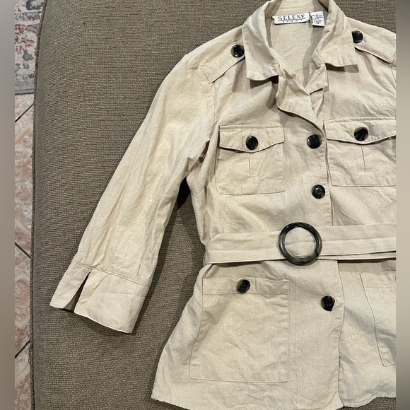 Selene Sport Cream Trench Coat with Belted Waist - Picture 7 of 13